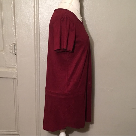 Suede like Mini Dress with short sleeves. - Picture 4 of 5